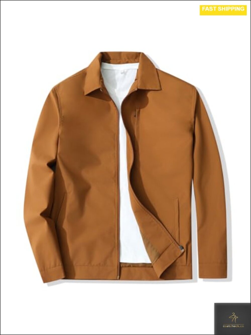 Men's Lightweight Zip-Up Windbreaker Jacket Water-Resistant Golf Coat Layered